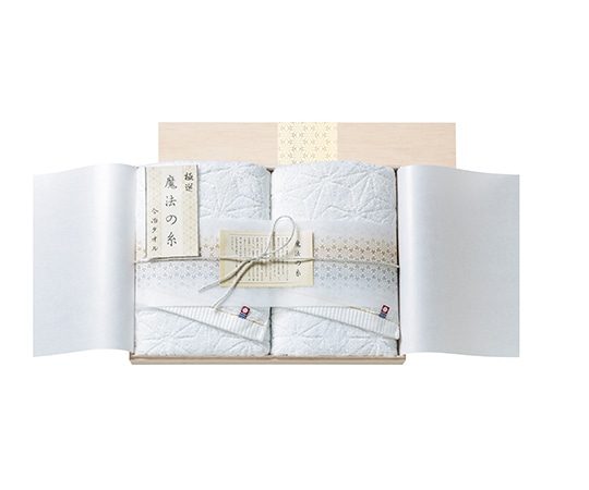 アズワン 極選魔法の糸 フェイスタオル2P(国産木箱入) MOK-040 1箱(ご注文単位1箱)【直送品】