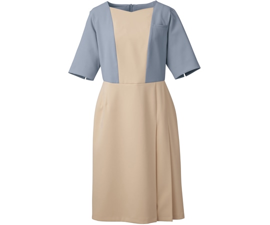 フォーク ワンピース ゼニスブルー×エクルベージュ 3L 3021SC-2 1枚（ご注文単位1枚）【直送品】