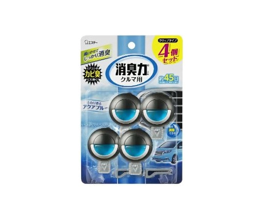 エステー クルマの消臭力 クリップタイプ 4個セット アクアブルー  1パック（ご注文単位1パック）【直送品】