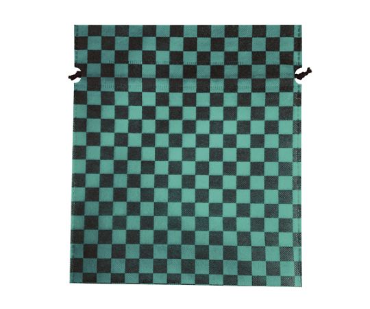 三和 不織布市松柄巾着 グリーン&ブラック 1箱(1000枚入) SW2528IC-GB 1箱(ご注文単位1箱)【直送品】