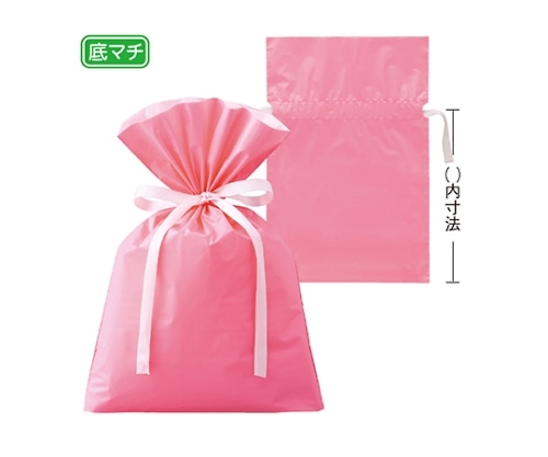 アズワン 【20枚】梨地リボン付きギフトバッグ ピンク 31×43(30)×底マチ12cm 61-759-82-3 1セット（ご注文単位1セット）【直送品】
