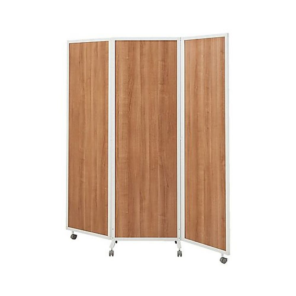 カグクロ 折畳式3連パーティション ホワイト×木目ナチュラル HPF-0703318-NA 1台(ご注文単位1台)【直送品】