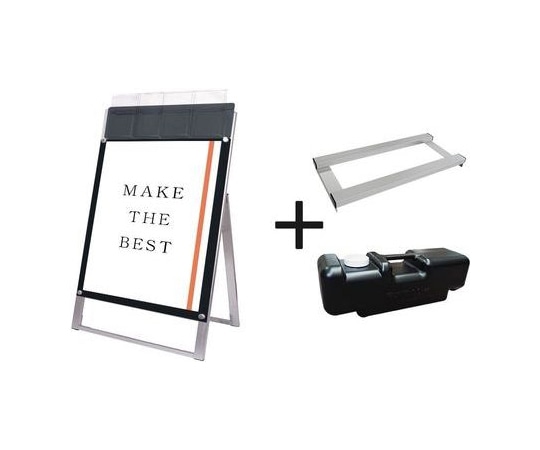 常磐精工 ポスター用スタンド看板マグネジ パンフレットケース付 B2片面ブラック(屋外用) ウエイトアーム・水タンクセット PSSKMNP-B2KB-G-3SET 1個（ご注文単位1個）【直送品】