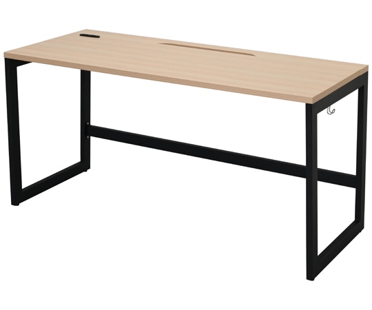 アール・エフ・ヤマカワ リスム デスク W1400×D600 ナチュラル×ブラック脚 2ヶ口コンセント付き RFFLD-1460NA-BL 1台(ご注文単位1台)【直送品】