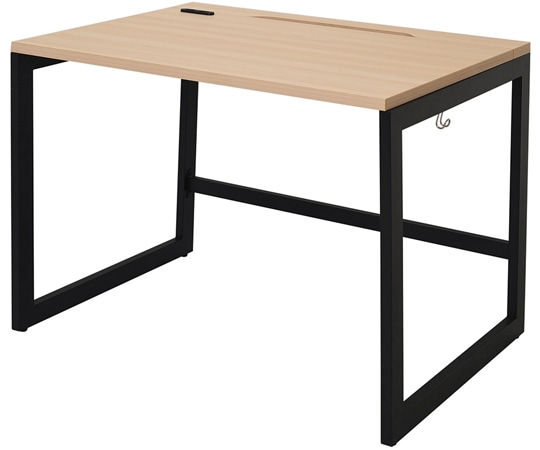 アール・エフ・ヤマカワ リスム デスク W1000×D700 ナチュラル×ブラック脚 2ヶ口コンセント付き RFFLD-1070NA-BL 1台(ご注文単位1台)【直送品】