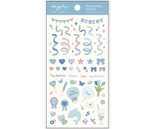 LIHITLAB myfa デコレーションシール パウダーブルー 5枚入 Y3000-14 1セット(ご注文単位1セット)【直送品】
