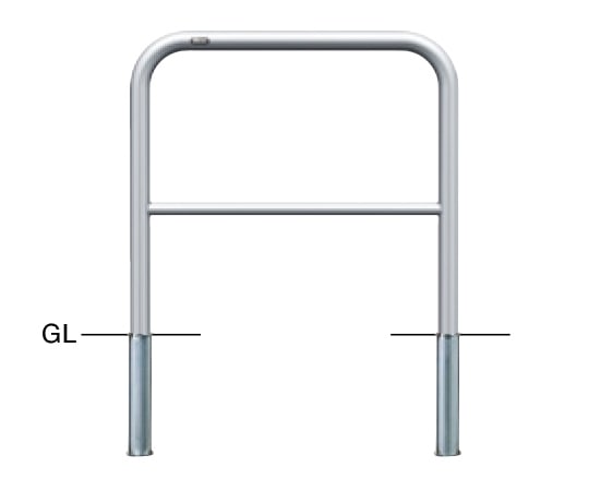 サンポール ステンレス アーチ型車止め(横桟付)差込式 φ42.7(t2.0)×W700×H650mm AH-42S7-650 1台(ご注文単位1台)【直送品】