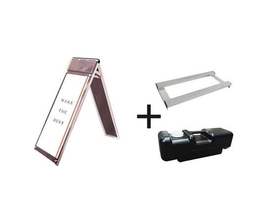 常磐精工 ポスター用スタンド看板マグネジ パンフレットケース付 A3縦縦ロウ両面ブラック(屋内用) ウエイトアーム・水タンクセット PSSKMNP-A3TTLRB-3SET 1個（ご注文単位1個）【直送品】