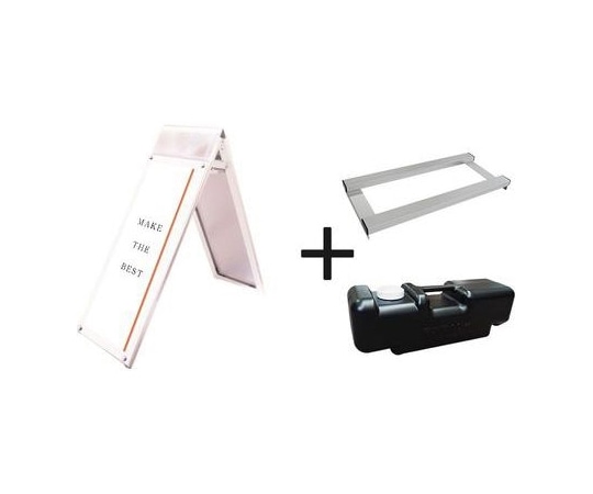 常磐精工 ポスター用スタンド看板パンフレットケース付 A3縦縦ロウ両面ホワイト(屋内用) ウエイトアーム・水タンクセット PSSKP-A3TTLRW-3SET 1個（ご注文単位1個）【直送品】