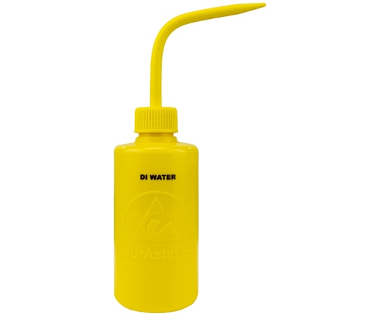 DESCO ウォッシュボトル 黄 静電気防止 低密度ポリエチレン 240cc DI WATERの印刷 35791 1個 (ご注文単位1個)【直送品】