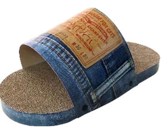 ペットアイ 愛猫用爪とぎにゃんたスリッパ デニム  1個（ご注文単位1個）【直送品】