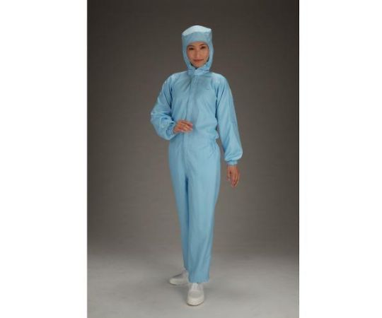 エスコ [M] クリーンルーム用フード付継ぎ服(青/センターファスナー) EA996DE-11 1着 (ご注文単位1着)【直送品】