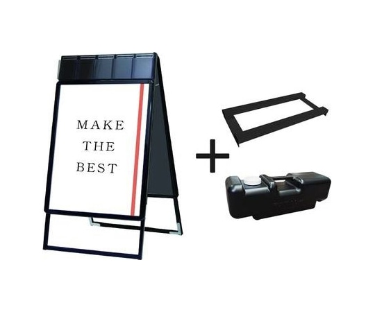 常磐精工 ポスターグリップスタンド看板パンフレットケース付(屋内用) A1両面ブラック ウエイトアーム・水タンクセット PGSKP-A1RB-3SET 1個（ご注文単位1個）【直送品】