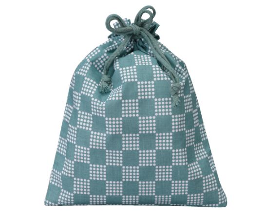 三和 和風柄巾着 大 市松柄 ライトブルー 1箱(500枚入) SW2126-3LTB 1箱(ご注文単位1箱)【直送品】