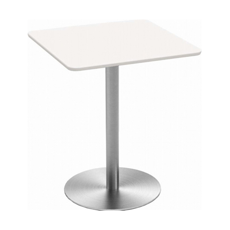 Y2K カフェテーブル 60cm 角 ステンレス丸脚 ホワイト  1個（ご注文単位1個）【直送品】