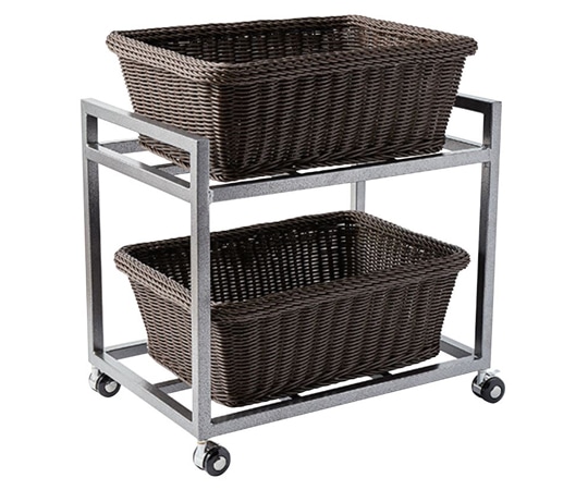トーダイ ランドリーワゴン2段バスケット付セット ダークブラウン WG-802-BR 1セット（ご注文単位1セット）【直送品】