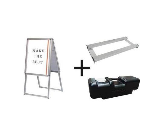 常磐精工 ポスターグリップスタンド看板 屋外用 A2両面シルバー (防水パック付) ウエイトアーム・水タンクセット BOPGSK-A2RS-3SET 1個（ご注文単位1個）【直送品】