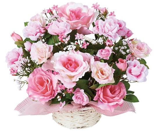 アズワン ローズかごアレンジ W36xH26cm ピンク 23-29-4-2 1個(ご注文単位1個)【直送品】