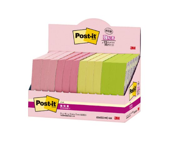 強粘着マルチカラー4 75×75 4色 12冊 6541SS-MC-4N 1箱（ご注文単位1箱）【直送品】