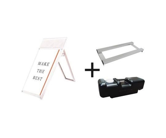 常磐精工 ポスター用スタンド看板パンフレットケース付 A1ロウ片面ホワイト(屋内用) ウエイトアーム・水タンクセット PSSKP-A1LKW-3SET 1個（ご注文単位1個）【直送品】