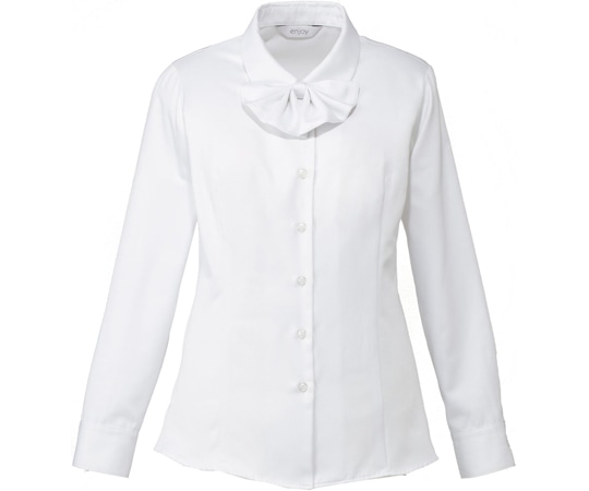 カーシーカシマ ENJOY 長袖リボンブラウス FINE KERSEY ホワイト 17号 EWB595 1枚（ご注文単位1枚）【直送品】