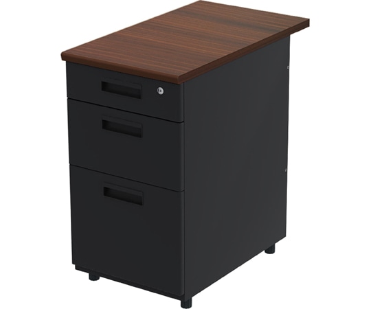 Y2K サイドデスクワゴン3段 ダークブラウン/ブラック  1台(ご注文単位1台)【直送品】