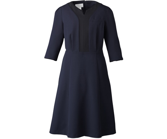 フォーク ワンピース（5分袖）ダークネイビー L 3022SC-17 1枚（ご注文単位1枚）【直送品】
