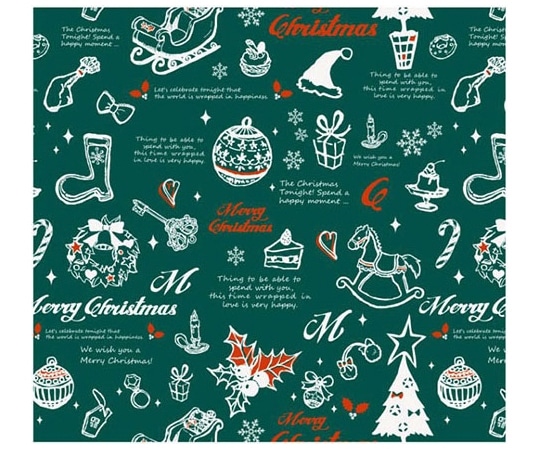 ベルベ ラッピング 包装紙 アンティークノエル(グリーン) 4/6全判 250枚 693 1ケース（ご注文単位1ケース）【直送品】