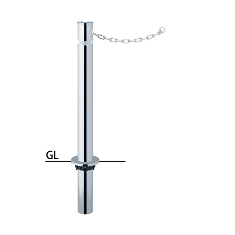 サンポール リフター ステンレス 車止め 鎖内蔵 φ76.3 LA-8UC 1本(ご注文単位1本)【直送品】