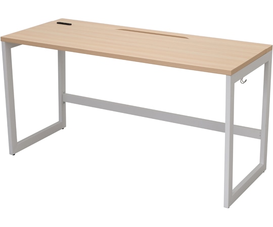 アール・エフ・ヤマカワ リスム デスク W1400×D600 ナチュラル×ホワイト脚 2ヶ口コンセント付き RFFLD-1460NA-WL 1台(ご注文単位1台)【直送品】