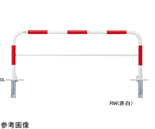 サンポール スチール製 アーチ型車止め(横桟付)差込式カギ付 φ60.5(t2.8)×W2000×H800 白 FAH-7SK20-800(W) 1台(ご注文単位1台)【直送品】