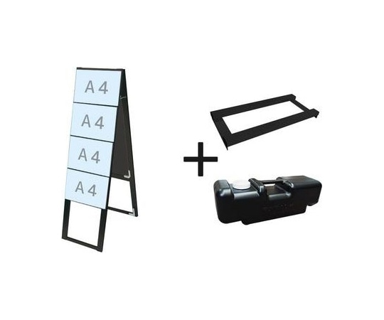 常磐精工 ブラックカードケーススタンド看板 A4横8両面ハイ ウエイトアーム・水タンクセット BCCSK-A4Y8RH-3SET 1個（ご注文単位1個）【直送品】