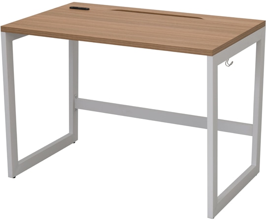 アール・エフ・ヤマカワ リスム デスク W1000×D600 ウォルナット×ホワイト脚 2ヶ口コンセント付き RFFLD-1060DM-WL 1台(ご注文単位1台)【直送品】