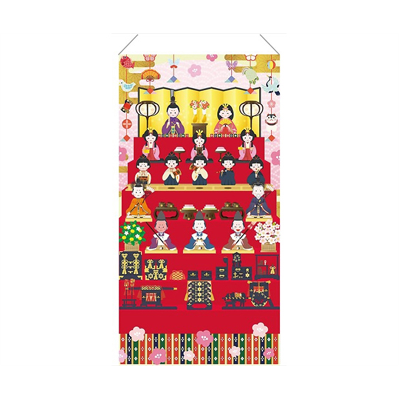 アズワン ひな祭りタペストリー 90×180cm 防炎加工 23-41-8-1 1個（ご注文単位1個）【直送品】