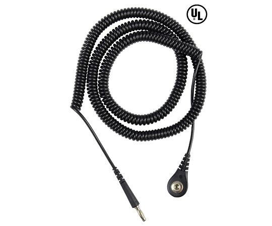 DESCO コード コイル式 黒 4mm バナナジャック 09682 1本 (ご注文単位1本)【直送品】