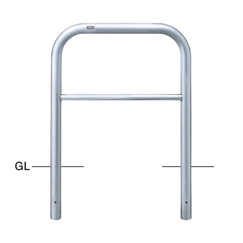 サンポール ステンレス アーチ型車止め(横桟付)固定式 φ60.5(t3.0)×W750×H800mm AH-7U75-800 1台(ご注文単位1台)【直送品】