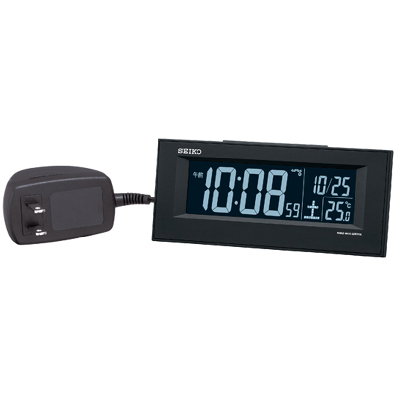 セイコー 交流式電波デジタル時計 64×154×39mm 黒 DL209K 1個(ご注文単位1個)【直送品】