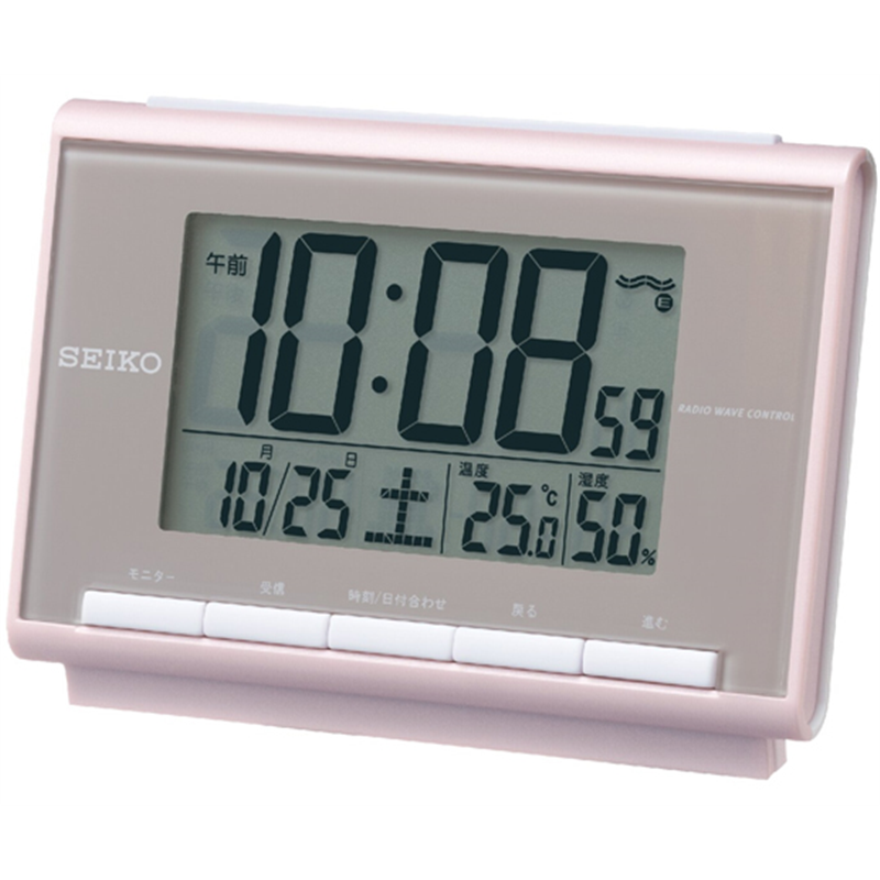 セイコー 電波デジタル目覚まし時計 85×120×48mm 薄ピンク SQ698P 1個(ご注文単位1個)【直送品】