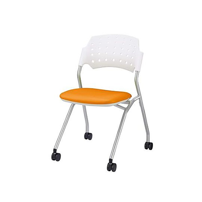 ライオン事務器 折り畳み椅子(キャスター付/オレンジ) EA956XA-183 1個（ご注文単位1個）【直送品】