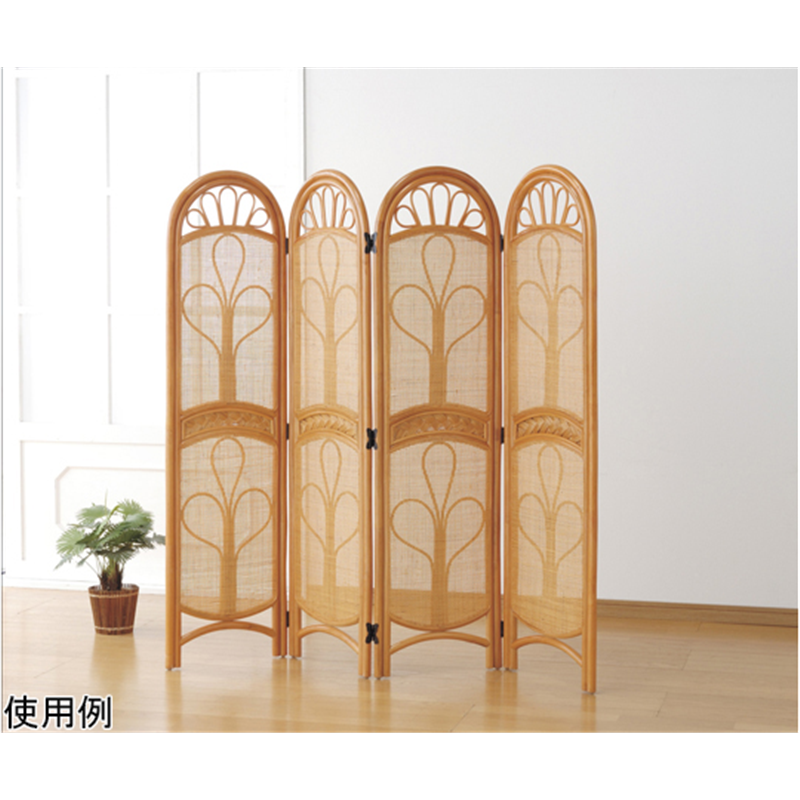 ファミリー・ライフ 天然籐スクリーン 4連 03640 1箱（ご注文単位1箱）【直送品】