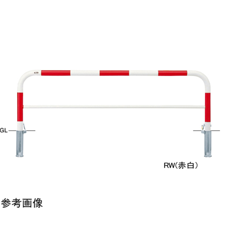 サンポール スチール製 アーチ型車止め(横桟付)差込式カギ付 φ60.5(t2.8)×W2000×H650mm 黄 FAH-7SK20-650(Y) 1台(ご注文単位1台)【直送品】