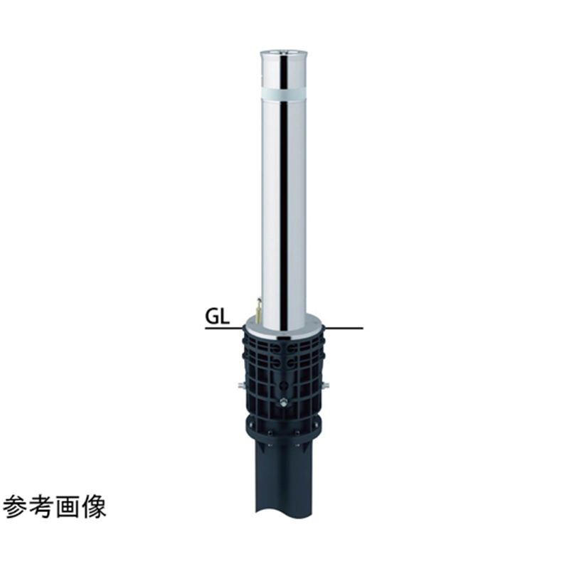 サンポール リフター ステンレス 上下式車止め(バリアフリータイプ)エンド用 カギ付 φ114.3 LA-12KC-E-BF 1本(ご注文単位1本)【直送品】