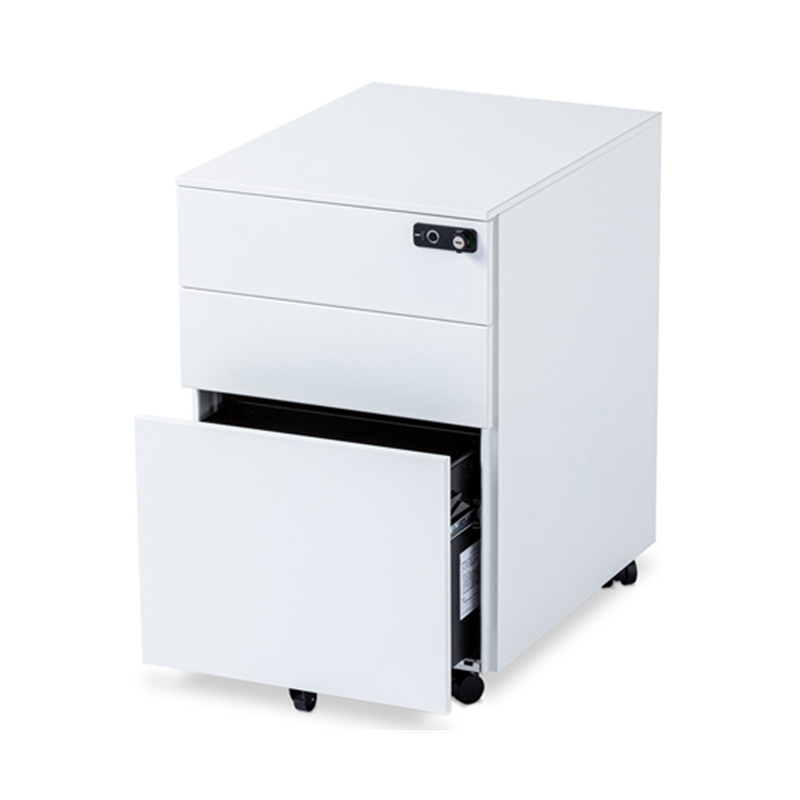 スマイル 指紋認証ロック式3段キャビネット ホワイト  1個(ご注文単位1個)【直送品】