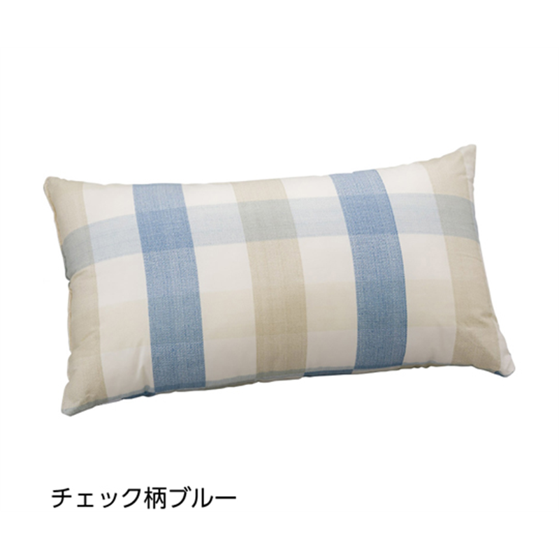 ケアファッション ミニクッション チェック柄 ブルー 25×50cm 98132 1枚（ご注文単位1枚）【直送品】