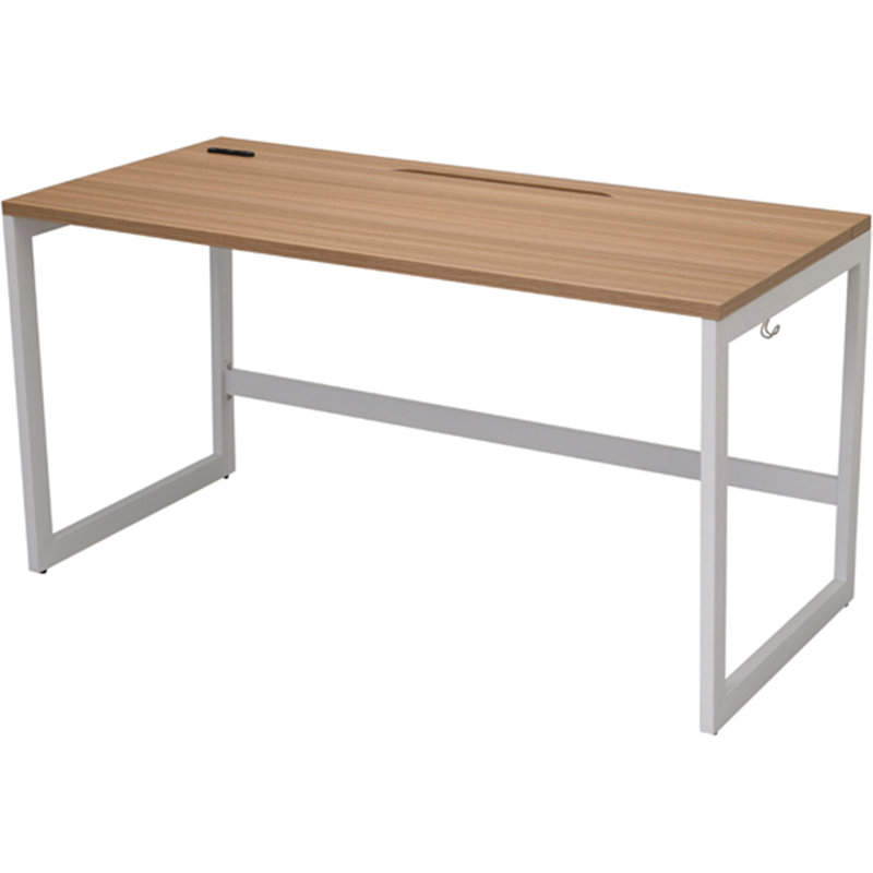 アール・エフ・ヤマカワ リスム デスク W1400×D700 ウォルナット×ホワイト脚 2ヶ口コンセント付き RFFLD-1470DM-WL 1台(ご注文単位1台)【直送品】