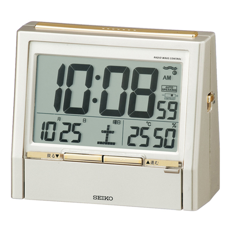 セイコー 電波音声報時時計 108×122×62mm 薄金色 DA206G 1個(ご注文単位1個)【直送品】