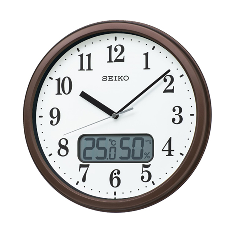 セイコー 温湿度つき電波掛時計 φ311×51mm 茶 KX244B 1個(ご注文単位1個)【直送品】