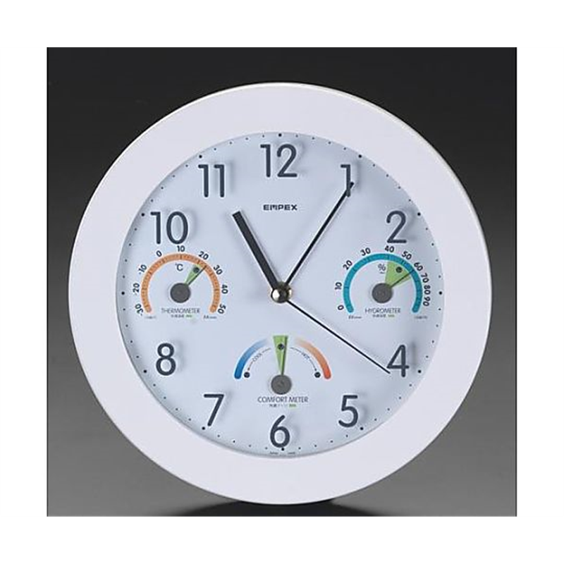 エスコ φ250mm 掛時計(温度・湿度計付) EA798CN-1 1個(ご注文単位1個)【直送品】