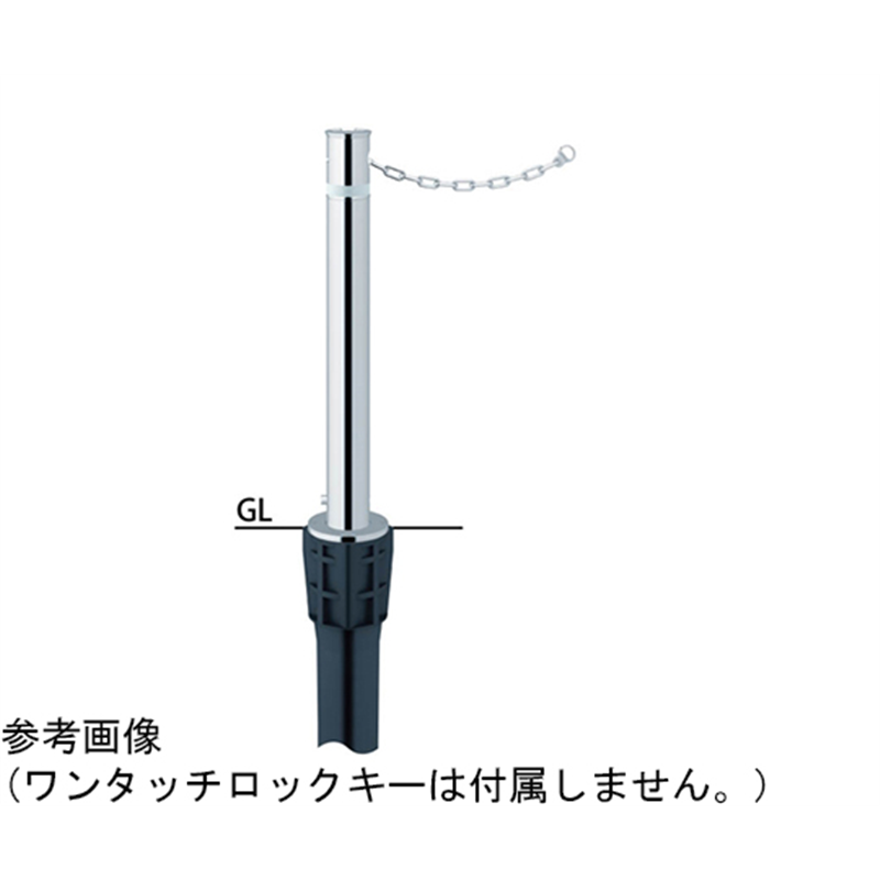 サンポール リフター ステンレス 上下式車止め 鎖内蔵 φ76.3 交換用本体 LA-8LC 1本(ご注文単位1本)【直送品】