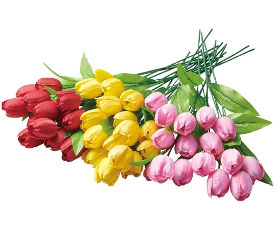 アズワン チューリップスプレー 51cm 造花 3色×各8本 33-15-2-1 1セット(ご注文単位1セット)【直送品】